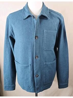 Zara Men’s Teal Corduroy Button Up Shirt Long Sleeve Casual Size M Excellent